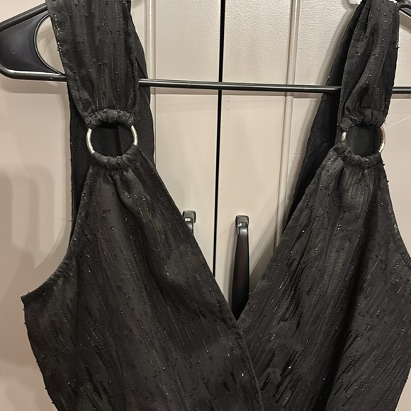 Lulus Ready For the Party Black Sparkly Surplice Bodysuit - Picture 6 of 8